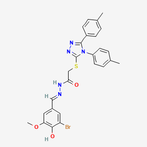 2-{[4,5-bis(4-methylphenyl)-4H-1,2,4-triazol-3-yl]sulfanyl}-N'-[(E)-(3-bromo-4-hydroxy-5-methoxyphenyl)methylidene]acetohydrazide