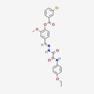 molecular formula C25H22BrN3O6 B15083558 4-(2-((4-Ethoxyanilino)(oxo)AC)carbohydrazonoyl)-2-methoxyphenyl 3-bromobenzoate CAS No. 767305-63-5