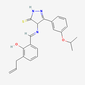 molecular formula C22H23N3O2S B15083589 4-((3-Allyl-2-hydroxybenzylidene)amino)-3-(3-isopropoxyphenyl)-1H-pyrazole-5(4H)-thione CAS No. 765286-90-6