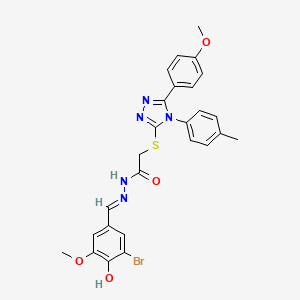 molecular formula C26H24BrN5O4S B15083620 N'-[(E)-(3-bromo-4-hydroxy-5-methoxyphenyl)methylidene]-2-{[5-(4-methoxyphenyl)-4-(4-methylphenyl)-4H-1,2,4-triazol-3-yl]sulfanyl}acetohydrazide 