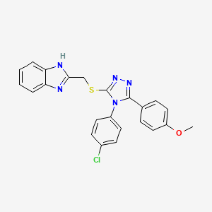 molecular formula C23H18ClN5OS B15083656 4-[5-[(1H-benzimidazol-2-ylmethyl)sulfanyl]-4-(4-chlorophenyl)-4H-1,2,4-triazol-3-yl]phenyl methyl ether CAS No. 618880-66-3