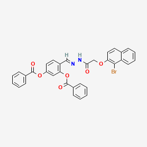 molecular formula C33H23BrN2O6 B15083705 5-(Benzoyloxy)-2-(2-(((1-BR-2-naphthyl)oxy)AC)carbohydrazonoyl)phenyl benzoate CAS No. 765287-69-2