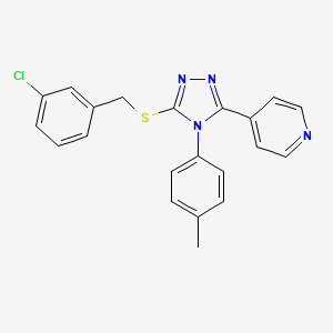 4-{5-[(3-chlorobenzyl)sulfanyl]-4-(4-methylphenyl)-4H-1,2,4-triazol-3-yl}pyridine