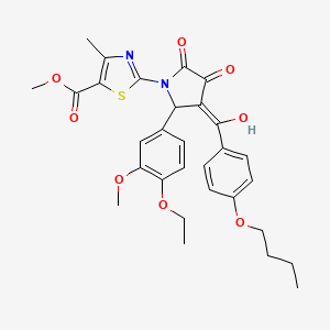 molecular formula C30H32N2O8S B15083720 Methyl 2-[3-(4-butoxybenzoyl)-2-(4-ethoxy-3-methoxyphenyl)-4-hydroxy-5-oxo-2,5-dihydro-1H-pyrrol-1-YL]-4-methyl-1,3-thiazole-5-carboxylate 