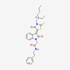 molecular formula C29H33N3O3S2 B15083738 2-{(3Z)-3-[3-(2-ethylhexyl)-4-oxo-2-thioxo-1,3-thiazolidin-5-ylidene]-2-oxo-2,3-dihydro-1H-indol-1-yl}-N-(2-phenylethyl)acetamide 