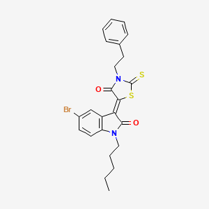 (3Z)-5-bromo-3-[4-oxo-3-(2-phenylethyl)-2-thioxo-1,3-thiazolidin-5-ylidene]-1-pentyl-1,3-dihydro-2H-indol-2-one