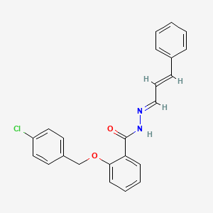 2-[(4-chlorophenyl)methoxy]-N-[(E)-[(E)-3-phenylprop-2-enylidene]amino]benzamide