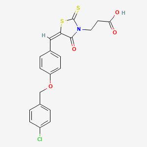 3-((5E)-5-{4-[(4-Chlorobenzyl)oxy]benzylidene}-4-oxo-2-thioxo-1,3-thiazolidin-3-YL)propanoic acid