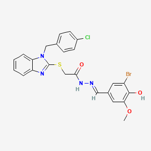 molecular formula C24H20BrClN4O3S B15083874 N'-[(E)-(3-bromo-4-hydroxy-5-methoxyphenyl)methylidene]-2-{[1-(4-chlorobenzyl)-1H-benzimidazol-2-yl]sulfanyl}acetohydrazide 