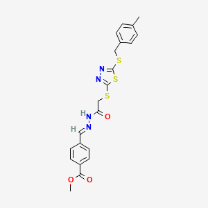 methyl 4-[(E)-{2-[({5-[(4-methylbenzyl)sulfanyl]-1,3,4-thiadiazol-2-yl}sulfanyl)acetyl]hydrazinylidene}methyl]benzoate