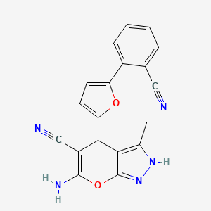 6-Amino-4-[5-(2-cyanophenyl)-2-furyl]-3-methyl-1,4-dihydropyrano[2,3-C]pyrazole-5-carbonitrile