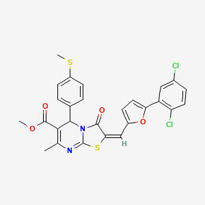 molecular formula C27H20Cl2N2O4S2 B15083916 Methyl 2-((5-(2,5-dichlorophenyl)furan-2-yl)methylene)-7-methyl-5-(4-(methylthio)phenyl)-3-oxo-3,5-dihydro-2H-thiazolo[3,2-a]pyrimidine-6-carboxylate CAS No. 611195-35-8