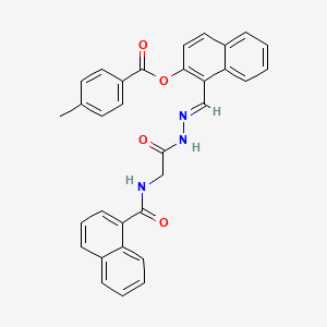 molecular formula C32H25N3O4 B15084018 1-(2-((1-Naphthoylamino)acetyl)carbohydrazonoyl)-2-naphthyl 4-methylbenzoate CAS No. 769142-85-0