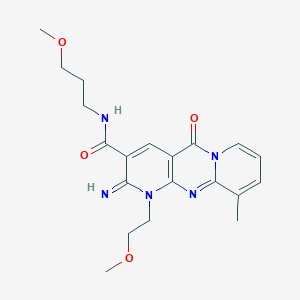 6-imino-7-(2-methoxyethyl)-N-(3-methoxypropyl)-11-methyl-2-oxo-1,7,9-triazatricyclo[8.4.0.03,8]tetradeca-3(8),4,9,11,13-pentaene-5-carboxamide