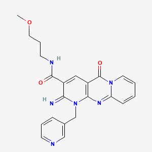 6-imino-N-(3-methoxypropyl)-2-oxo-7-(pyridin-3-ylmethyl)-1,7,9-triazatricyclo[8.4.0.03,8]tetradeca-3(8),4,9,11,13-pentaene-5-carboxamide