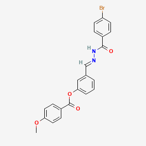 molecular formula C22H17BrN2O4 B15084068 3-(2-(4-Bromobenzoyl)carbohydrazonoyl)phenyl 4-methoxybenzoate CAS No. 765305-83-7