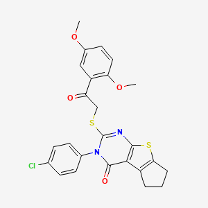 3-(4-chlorophenyl)-2-{[2-(2,5-dimethoxyphenyl)-2-oxoethyl]sulfanyl}-3,5,6,7-tetrahydro-4H-cyclopenta[4,5]thieno[2,3-d]pyrimidin-4-one