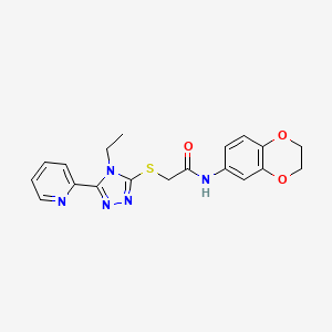 molecular formula C19H19N5O3S B15084095 N-(2,3-dihydro-1,4-benzodioxin-6-yl)-2-{[4-ethyl-5-(pyridin-2-yl)-4H-1,2,4-triazol-3-yl]sulfanyl}acetamide CAS No. 578733-12-7