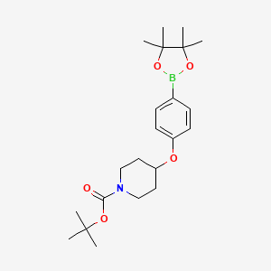 molecular formula C22H34BNO5 B1508411 叔丁基4-(4-(4,4,5,5-四甲基-1,3,2-二氧杂硼环-2-基)苯氧基)哌啶-1-羧酸酯 CAS No. 889865-34-3