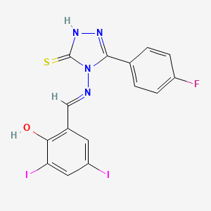 3-(4-Fluorophenyl)-4-((2-hydroxy-3,5-diiodobenzylidene)amino)-1H-1,2,4-triazole-5(4H)-thione