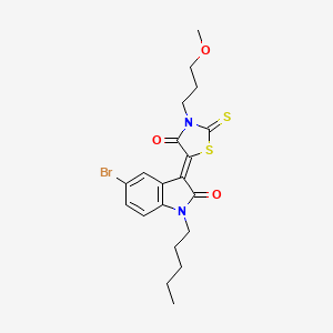 molecular formula C20H23BrN2O3S2 B15084124 5-(5-Bromo-2-oxo-1-pentylindolin-3-ylidene)-3-(3-methoxypropyl)-2-thioxothiazolidin-4-one CAS No. 618081-52-0