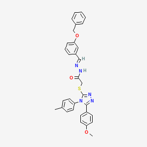 N'-{(E)-[3-(benzyloxy)phenyl]methylidene}-2-{[5-(4-methoxyphenyl)-4-(4-methylphenyl)-4H-1,2,4-triazol-3-yl]sulfanyl}acetohydrazide