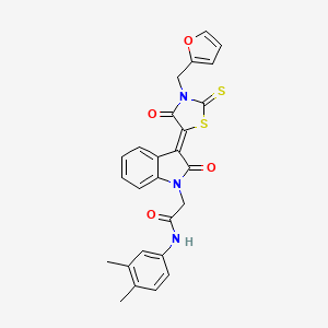 N-(3,4-dimethylphenyl)-2-{(3Z)-3-[3-(2-furylmethyl)-4-oxo-2-thioxo-1,3-thiazolidin-5-ylidene]-2-oxo-2,3-dihydro-1H-indol-1-yl}acetamide