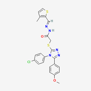 2-{[4-(4-chlorophenyl)-5-(4-methoxyphenyl)-4H-1,2,4-triazol-3-yl]sulfanyl}-N'-[(E)-(3-methylthiophen-2-yl)methylidene]acetohydrazide