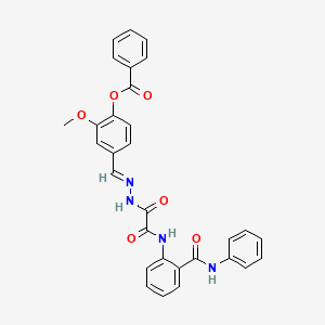 [2-methoxy-4-[(E)-[[2-oxo-2-[2-(phenylcarbamoyl)anilino]acetyl]hydrazinylidene]methyl]phenyl] benzoate