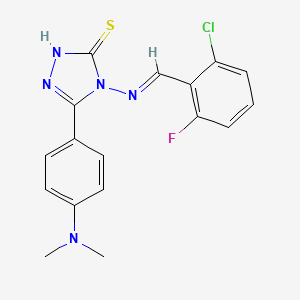 molecular formula C17H15ClFN5S B15084211 4-{[(E)-(2-chloro-6-fluorophenyl)methylidene]amino}-5-[4-(dimethylamino)phenyl]-4H-1,2,4-triazole-3-thiol 