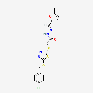 2-({5-[(4-chlorobenzyl)sulfanyl]-1,3,4-thiadiazol-2-yl}sulfanyl)-N'-[(E)-(5-methylfuran-2-yl)methylidene]acetohydrazide