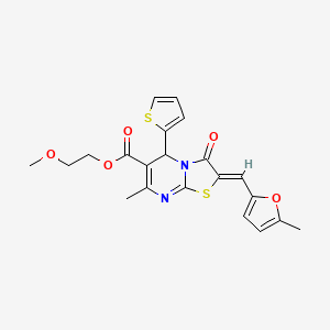 2-Methoxyethyl 7-methyl-2-((5-methylfuran-2-yl)methylene)-3-oxo-5-(thiophen-2-yl)-3,5-dihydro-2H-thiazolo[3,2-a]pyrimidine-6-carboxylate