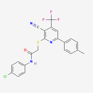 molecular formula C22H15ClF3N3OS B15084275 N-(4-Chlorophenyl)-2-{[3-cyano-6-(4-methylphenyl)-4-(trifluoromethyl)-2-pyridinyl]sulfanyl}acetamide CAS No. 608494-99-1