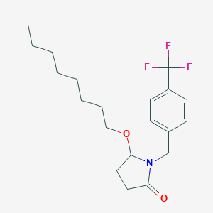 molecular formula C20H28F3NO2 B150843 2-Pyrrolidinone, 5-(octyloxy)-1-((4-(trifluoromethyl)phenyl)methyl)-, (+-)- CAS No. 136410-36-1