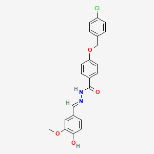 molecular formula C22H19ClN2O4 B15084324 4-[(4-chlorophenyl)methoxy]-N-[(E)-(4-hydroxy-3-methoxyphenyl)methylideneamino]benzamide CAS No. 396658-52-9