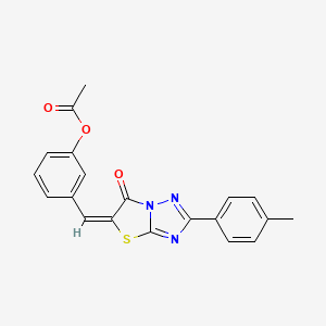 3-[(E)-(2-(4-methylphenyl)-6-oxo[1,3]thiazolo[3,2-b][1,2,4]triazol-5(6H)-ylidene)methyl]phenyl acetate