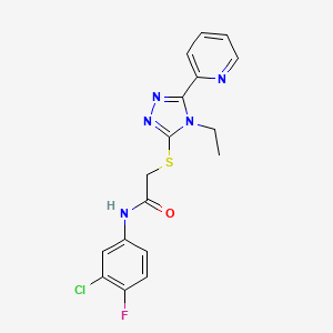 molecular formula C17H15ClFN5OS B15084356 N-(3-chloro-4-fluorophenyl)-2-{[4-ethyl-5-(pyridin-2-yl)-4H-1,2,4-triazol-3-yl]sulfanyl}acetamide CAS No. 618415-13-7