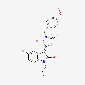 molecular formula C22H19BrN2O3S2 B15084361 (3Z)-5-bromo-3-[3-(4-methoxybenzyl)-4-oxo-2-thioxo-1,3-thiazolidin-5-ylidene]-1-propyl-1,3-dihydro-2H-indol-2-one 