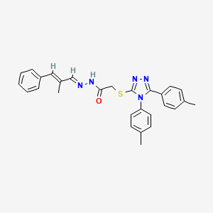 molecular formula C28H27N5OS B15084366 2-{[4,5-bis(4-methylphenyl)-4H-1,2,4-triazol-3-yl]sulfanyl}-N'-[(1E,2E)-2-methyl-3-phenylprop-2-en-1-ylidene]acetohydrazide 