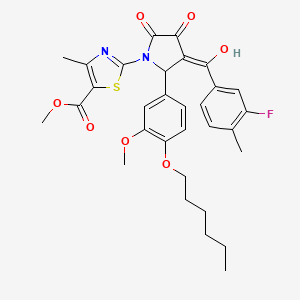 Methyl 2-{3-(3-fluoro-4-methylbenzoyl)-2-[4-(hexyloxy)-3-methoxyphenyl]-4-hydroxy-5-oxo-2,5-dihydro-1H-pyrrol-1-YL}-4-methyl-1,3-thiazole-5-carboxylate