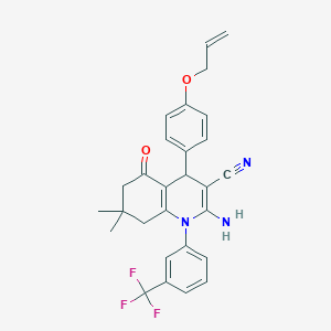 molecular formula C28H26F3N3O2 B15084380 4-[4-(Allyloxy)phenyl]-2-amino-7,7-dimethyl-5-oxo-1-[3-(trifluoromethyl)phenyl]-1,4,5,6,7,8-hexahydro-3-quinolinecarbonitrile 