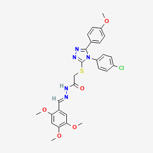 2-{[4-(4-chlorophenyl)-5-(4-methoxyphenyl)-4H-1,2,4-triazol-3-yl]sulfanyl}-N'-[(E)-(2,4,5-trimethoxyphenyl)methylidene]acetohydrazide