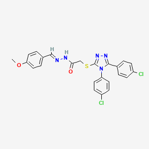 molecular formula C24H19Cl2N5O2S B15084400 2-{[4,5-Bis(4-chlorophenyl)-4H-1,2,4-triazol-3-YL]sulfanyl}-N'-[(E)-(4-methoxyphenyl)methylidene]acetohydrazide 