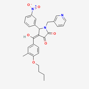 molecular formula C28H27N3O6 B15084476 4-(4-butoxy-3-methylbenzoyl)-3-hydroxy-5-(3-nitrophenyl)-1-(3-pyridinylmethyl)-1,5-dihydro-2H-pyrrol-2-one 