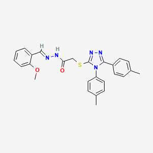 molecular formula C26H25N5O2S B15084491 2-{[4,5-bis(4-methylphenyl)-4H-1,2,4-triazol-3-yl]sulfanyl}-N'-[(E)-(2-methoxyphenyl)methylidene]acetohydrazide 