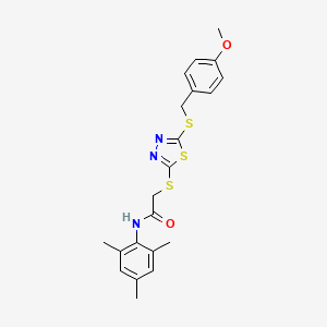 2-({5-[(4-methoxybenzyl)sulfanyl]-1,3,4-thiadiazol-2-yl}sulfanyl)-N-(2,4,6-trimethylphenyl)acetamide