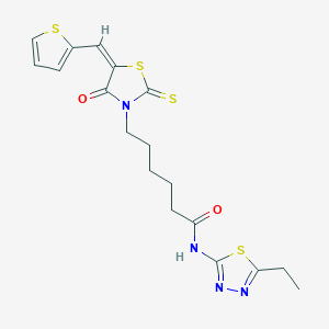 N-(5-Ethyl-1,3,4-thiadiazol-2-YL)-6-[(5E)-4-oxo-5-(2-thienylmethylene)-2-thioxo-1,3-thiazolidin-3-YL]hexanamide