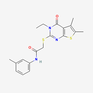 2-((3-Ethyl-5,6-dimethyl-4-oxo-3,4-dihydrothieno[2,3-d]pyrimidin-2-yl)thio)-N-(m-tolyl)acetamide