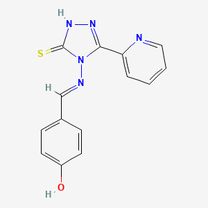 molecular formula C14H11N5OS B15084565 4-(((3-Mercapto-5-(pyridin-2-yl)-4H-1,2,4-triazol-4-yl)imino)methyl)phenol CAS No. 497823-81-1