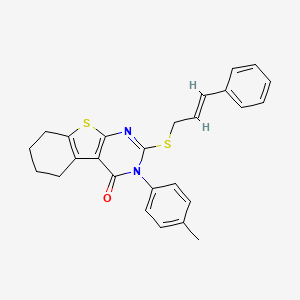 molecular formula C26H24N2OS2 B15084579 3-(4-Methylphenyl)-2-{[(2E)-3-phenyl-2-propenyl]sulfanyl}-5,6,7,8-tetrahydro[1]benzothieno[2,3-D]pyrimidin-4(3H)-one 